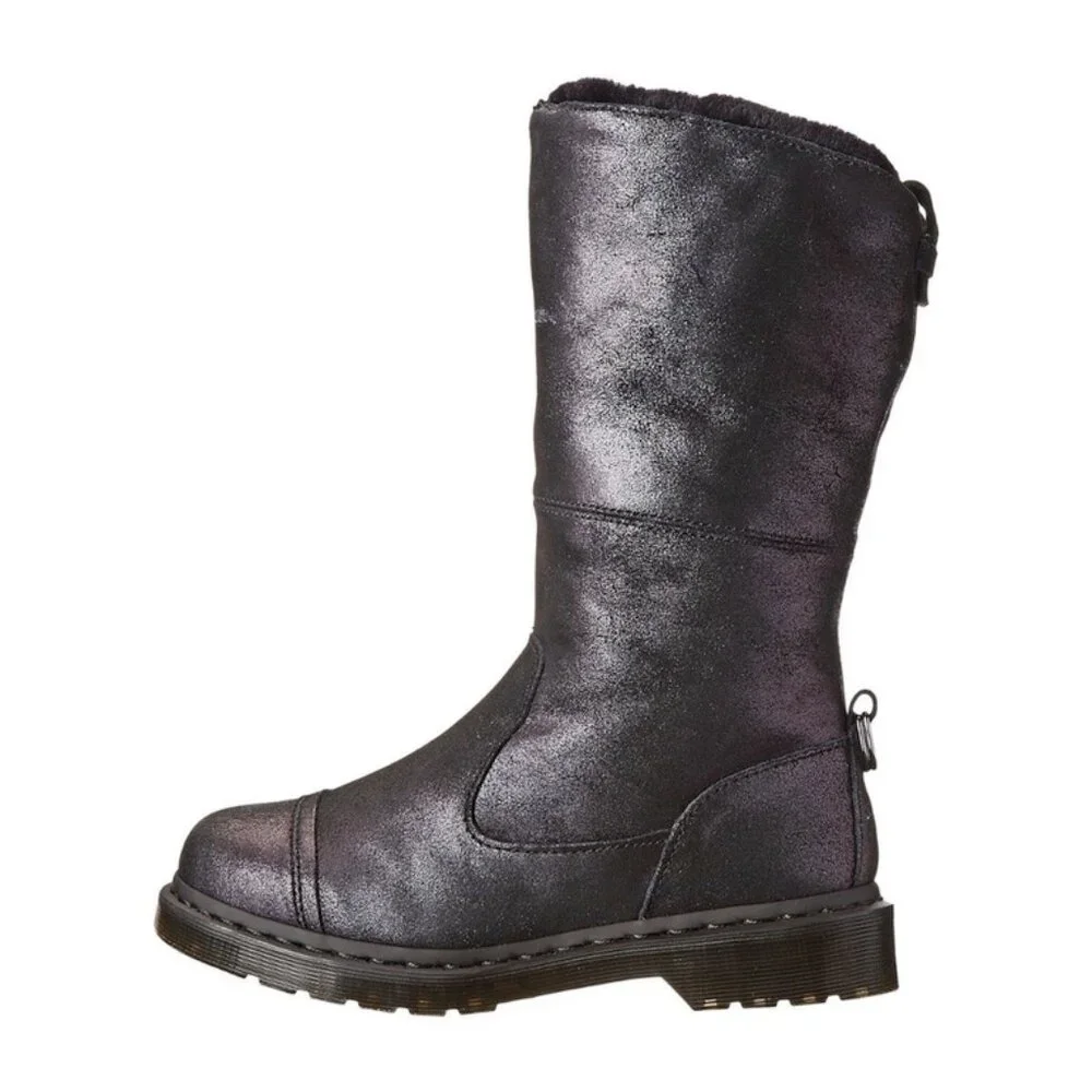 Dr. Martens Pasha Fold Down Faux Fur Crackle Suede Winter Boots
